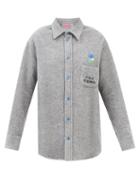 The Elder Statesman - Embroidered Cotton-blend Herringbone Shirt - Womens - Grey