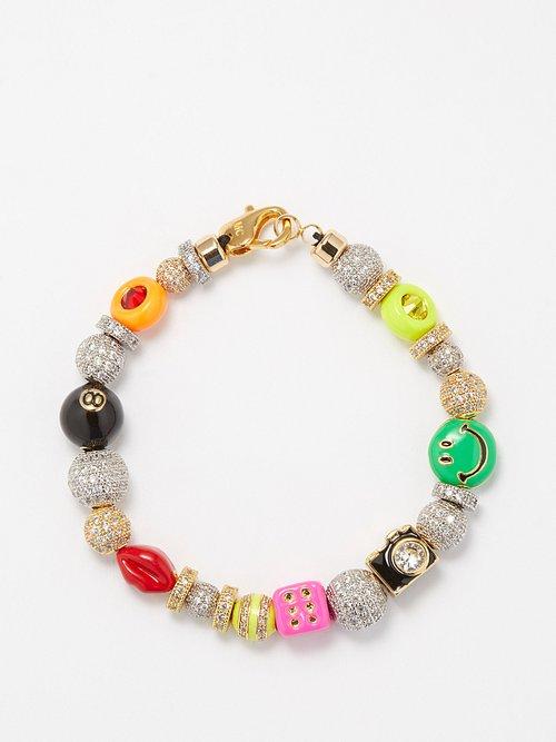 Joolz By Martha Calvo - Studio Crystal & 14kt Gold-plated Bracelet - Womens - Gold Multi