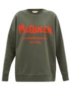 Alexander Mcqueen - Logo-print Cotton-jersey Sweatshirt - Womens - Khaki Multi