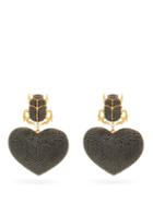 Matchesfashion.com Begum Khan - Scarab My Love 24kt Gold-plated Clip Earrings - Womens - Black Gold