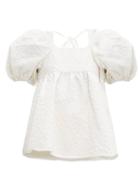 Matchesfashion.com Cecilie Bahnsen - Alma Tie Back Floral Cloqu Top - Womens - White