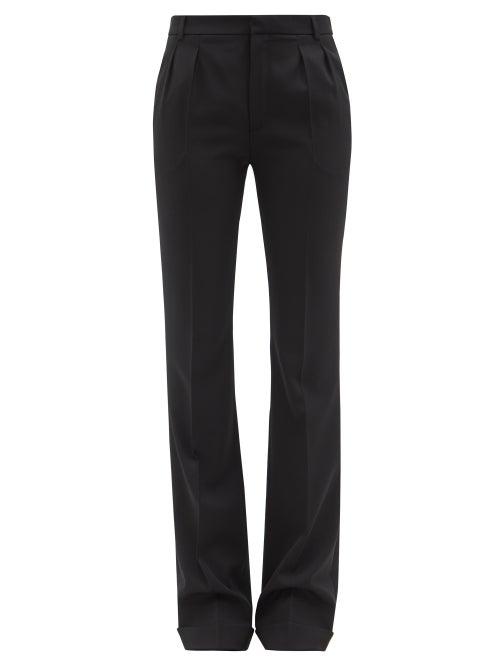 Saint Laurent - High-rise Wool Grain-de-poudre Tailored Trousers - Womens - Black