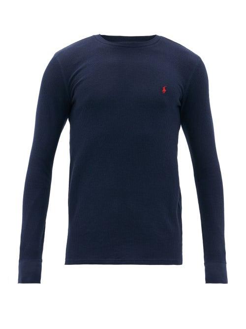 Matchesfashion.com Polo Ralph Lauren - Logo-embroidered Cotton-blend Long-sleeved T-shirt - Mens - Navy