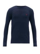 Matchesfashion.com Polo Ralph Lauren - Logo-embroidered Cotton-blend Long-sleeved T-shirt - Mens - Navy