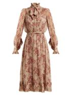 Matchesfashion.com Zimmermann - Unbridled Floral Print Silk Chiffon Dress - Womens - Pink Print