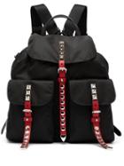 Matchesfashion.com Prada - Stud Embellished Nylon Backpack - Womens - Black Multi
