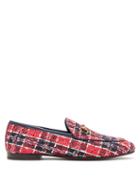 Matchesfashion.com Gucci - Jordaan Check Tweed Loafers - Womens - Red Navy