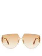 Matchesfashion.com Loewe - Anagram-hinge Rimless Metal Sunglasses - Womens - Yellow