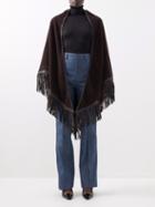Valentino - V-logo Cashmere Leather-trim Poncho - Womens - Black