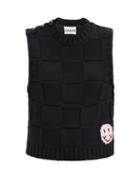 Matchesfashion.com Ganni - Basketweave Cotton-blend Sleeveless Sweater - Womens - Black