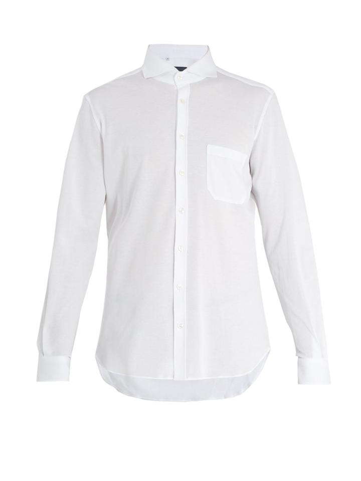 Thom Sweeney Spread-collar Cotton-piqu Shirt