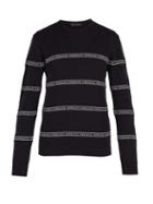 Matchesfashion.com Versace - Logo Tape Cotton Blend Sweater - Mens - Navy