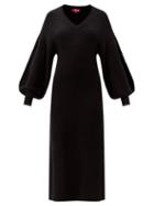 Matchesfashion.com Staud - Carnation Balloon-sleeve Rib-knitted Dress - Womens - Black