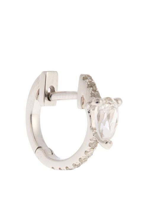 Elise Dray Diamond, Topaz & White-gold Mini-hoop Earring