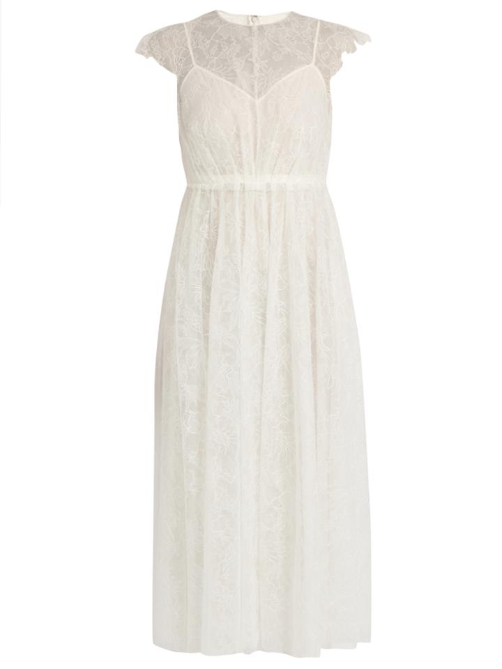 Valentino Gathered Floral-lace Dress
