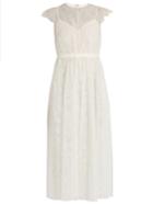 Valentino Gathered Floral-lace Dress