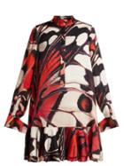 Matchesfashion.com Alexander Mcqueen - Butterfly Print Silk Satin Mini Dress - Womens - Red Multi