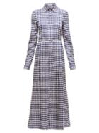 Matchesfashion.com Gabriela Hearst - Jane Rhombus Print Silk Twill Shirtdress - Womens - Navy White
