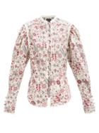 Matchesfashion.com Isabel Marant - Cleosi Floral-printed Cotton-poplin Blouse - Womens - Ivory Multi