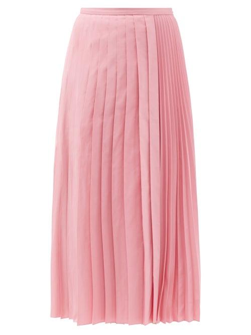 Ladies Rtw Valentino - Pleated Cotton-blend Faille Skirt - Womens - Pink