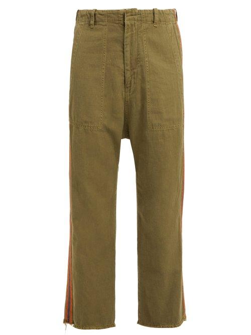 Matchesfashion.com Nili Lotan - Luna Side Stripe Cropped Cotton Blend Trousers - Womens - Khaki