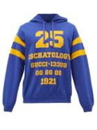 Mens Rtw Gucci - Football-print Cotton-jersey Hooded Sweatshirt - Mens - Blue