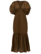 Matchesfashion.com Marysia - Monterey Ruched Seersucker-cotton Dress - Womens - Dark Brown