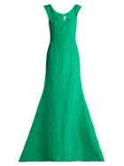 Matchesfashion.com Carolina Herrera - Fishtail Silk Faille Gown - Womens - Green