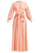Matchesfashion.com Three Graces London - Francille Tie Waist Silk Dress - Womens - Pink