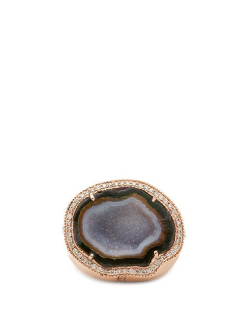 Matchesfashion.com Jacquie Aiche - Geode, Diamond & 14kt Gold Ring - Womens - Green