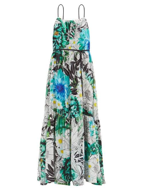 Mary Katrantzou Mary-mare - Napoli Floral-print Silk-georgette Maxi Dress - Womens - Green Print