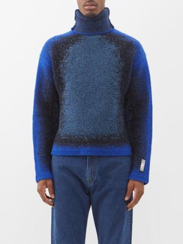 Y/project - Roll-neck Gradient-knit Wool-blend Sweater - Mens - Blue Grey