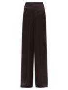 Matchesfashion.com Jil Sander - High Rise Satin Wide Leg Trousers - Womens - Black