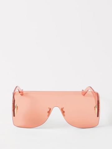 Loewe Eyewear - Oversized Flat-top Shield Sunglasses - Womens - Red