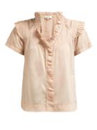 Matchesfashion.com Sea - Hemingway Short Sleeved Ruffle Blouse - Womens - Light Pink