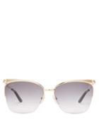 Matchesfashion.com Cartier Eyewear - Panthre Cat Eye Metal Sunglasses - Womens - Grey Gold