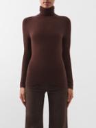 Nili Lotan - Lynette Cashmere Roll-neck Sweater - Womens - Dark Brown