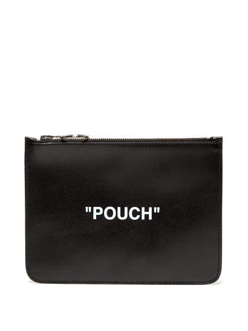 Matchesfashion.com Off-white - Quote Leather Pouch - Mens - Black