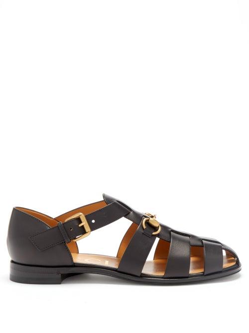 Gucci - Elektra Leather Fisherman Sandals - Womens - Black