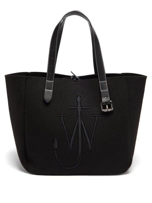 Jw Anderson - Logo-embroidered Felt Tote Bag - Mens - Black