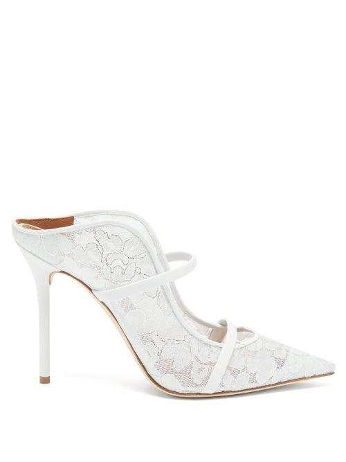 Matchesfashion.com Malone Souliers - Maureen Floral-lace Mules - Womens - Ivory