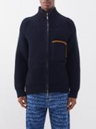 Jacquemus - Arco Zipped Ribbed-knit Cardigan - Mens - Navy