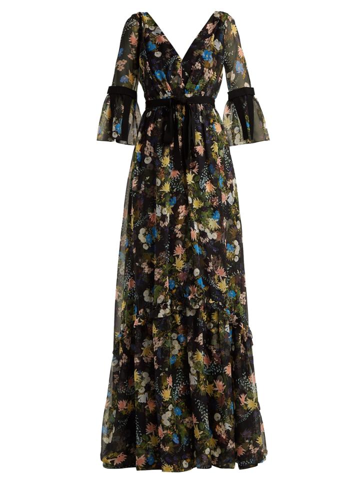 Erdem Petunia Mariko Meadow-print Silk Gown