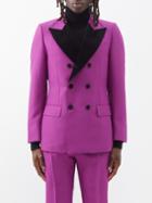 Gucci - Double-breasted Velvet-trim Canvas Suit Jacket - Mens - Fuchsia