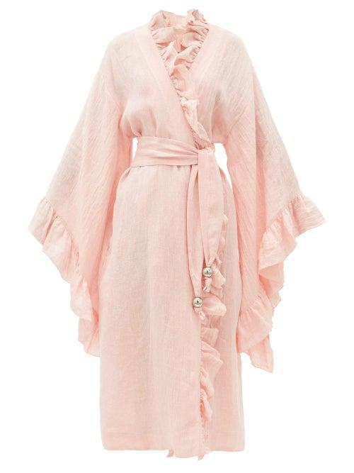Matchesfashion.com Lisa Marie Fernandez - Anita Ruffled Linen-blend Cover Up - Womens - Pink