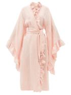Matchesfashion.com Lisa Marie Fernandez - Anita Ruffled Linen-blend Cover Up - Womens - Pink