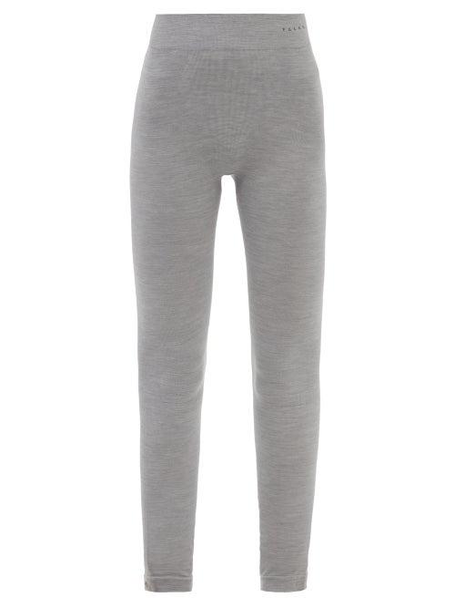 Falke - High-rise Wool-blend Jersey Performance Leggings - Womens - Light Grey