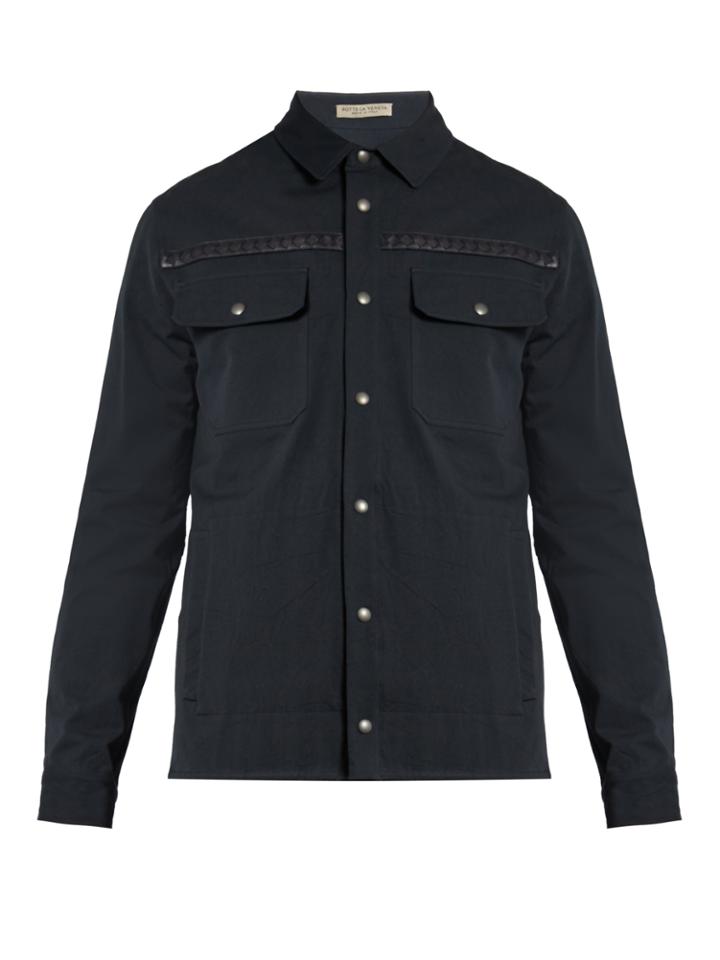 Bottega Veneta Intrecciato Leather-trimmed Cotton Jacket