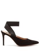Matchesfashion.com Gianvito Rossi - Logo Ankle Strap 85 Suede Pumps - Womens - Black
