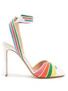 Matchesfashion.com Valentino - Striped Leather And Suede Sandals - Womens - White Multi